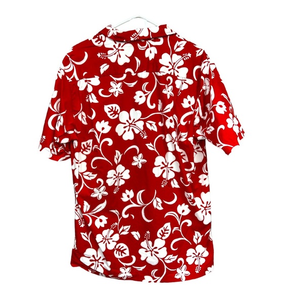 Sz L RJC Red & White Hawaiian 🌺 Short Sleeve Button Down Shirt - Picture 6 of 6